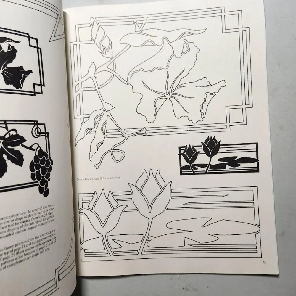 Crafting Art Book Glass Etching 46 Full-Size Patterns Complete Instructions Dove